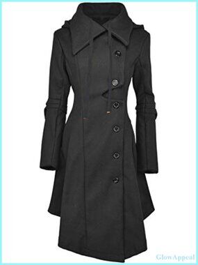 Women's Long Trench Pea Coat Winter Gothic Victorian Style 100% Polyester